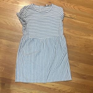 Striped Blue/Grey  and White Dress